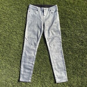 Paige Womens 30x28 Metallic Silver Coated Skinny Jeans Pants Fashion Party Shiny